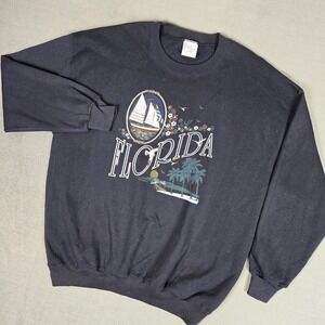 Vintage 90S Florida Sweatshirt Adults 2XL‎ Navy Graphic Print USA Made